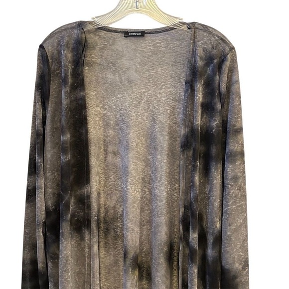 Lovely Day Women's Gray Tie Dye Long Kimono Cardigan and Sleeveless Dress Size L - Picture 8 of 15